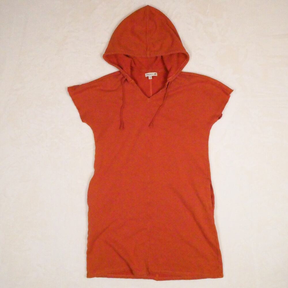 Toad & Co. Epiq Orange Hooded Dress Size S Hemp Organic Cotton V-Neck Boho Tunic